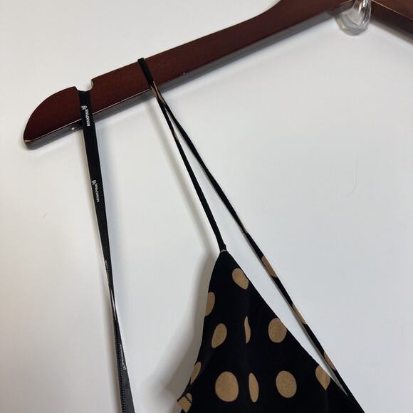 MINKPINK Black Beige Polka Dot Ayat Cami Frill Ruffle Slip Midi Dress Size Small - Picture 6 of 10